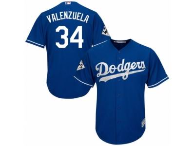 Youth Majestic Los Angeles Dodgers #34 Fernando Valenzuela Replica Royal Blue Alternate 2017 World Series Bound Cool Base MLB Jersey