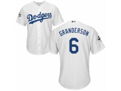 Youth Majestic Los Angeles Dodgers #6 Curtis Granderson Replica White Home 2017 World Series Bound Cool Base MLB Jersey