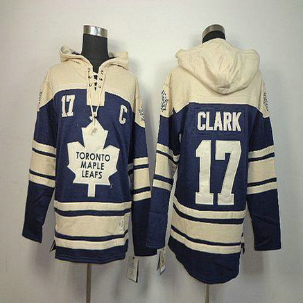 Youth Maple Leafs #17 Wendel Clark Blue Sawyer Hooded Sweatshirt Stitched NHL Jersey