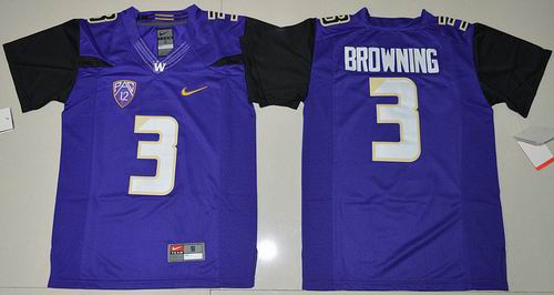 Youth NCAA Washington Huskies #3 Jake Browning Purple Limited Jersey