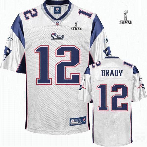 Youth New England Patriots #12 Tom Brady 2012 Super Bowl XLVI Jersey white