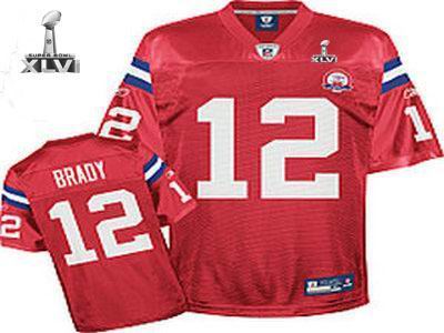 Youth New England Patriots #12 Tom Brady 50TH jersey 2012 Super Bowl XLVI Jersey red