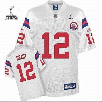 Youth New England Patriots #12 Tom Brady 50TH jersey 2012 Super Bowl XLVI Jersey white