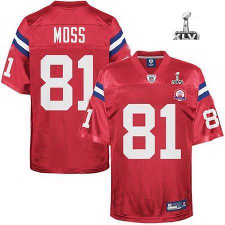 Youth New England Patriots #81 Randy Moss 50TH jersey 2012 Super Bowl XLVI Jersey red