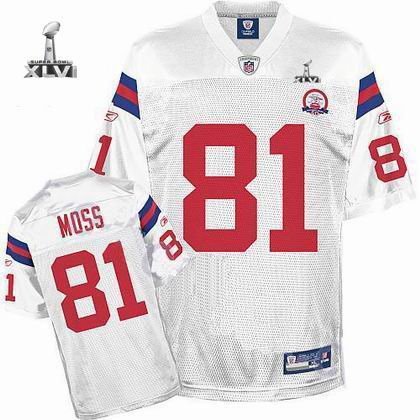 Youth New England Patriots #81 Randy Moss 50TH jersey 2012 Super Bowl XLVI Jersey white