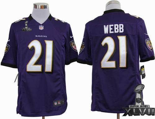 Youth Nike Baltimore Ravens #21 Lardarius Webb purple game 2013 Super Bowl XLVII Jersey