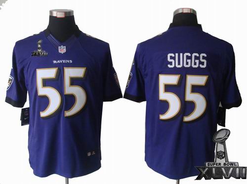 Youth Nike Baltimore Ravens #55 Terrell Suggs purple limited 2013 Super Bowl XLVII Jersey