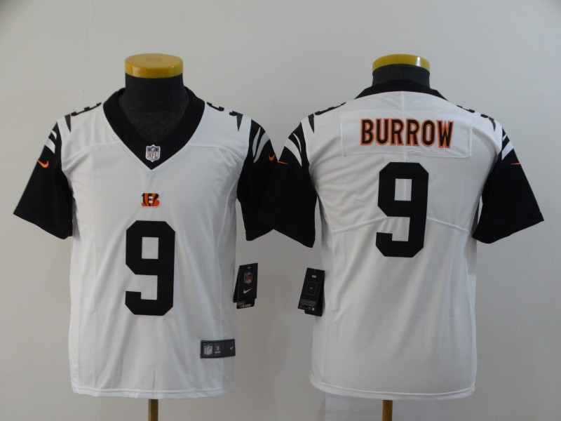 Youth Nike Bengals 9 Joe Burrow Black Youth 2020 NFL Draft First Round Pick Color Rush Limited Jersey