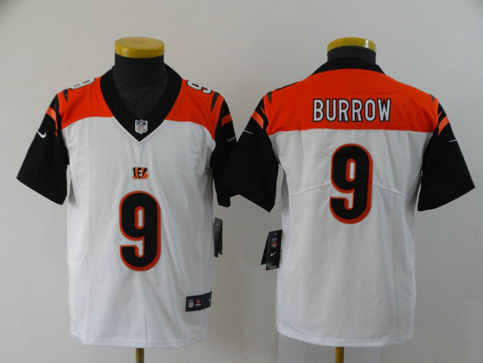 Youth Nike Bengals 9 Joe Burrow White Youth 2020 NFL Draft First Round Pick Vapor Untouchable Limited Jersey