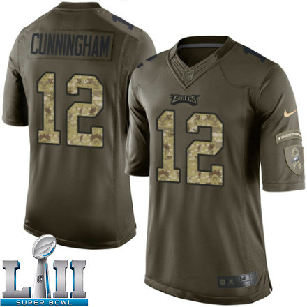 Youth Nike Philadelphia Eagels Super Bowl LII 12 Randall Cunningham Limited Green Salute to Service NFL Jersey