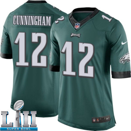 Youth Nike Philadelphia Eagels Super Bowl LII 12 Randall Cunningham Limited Midnight Green Team Color NFL Jersey