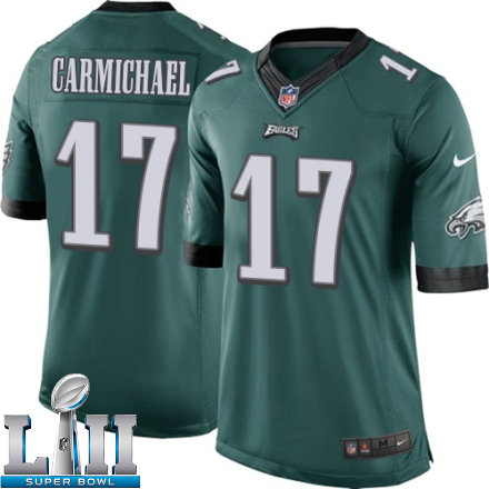 Youth Nike Philadelphia Eagels Super Bowl LII 17 Harold Carmichael Limited Midnight Green Team Color NFL Jersey