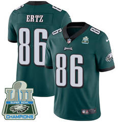 Youth Nike Philadelphia Eagles #86 Zach Ertz Midnight Green Team Color Super Bowl LII Champions Stitched NFL Vapor Untouchable Limited Jersey