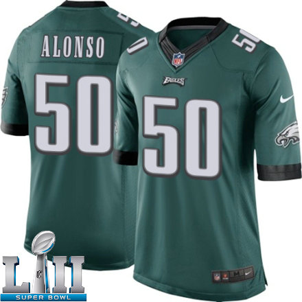 Youth Nike Philadelphia Eagles Super Bowl LII 50 Kiko Alonso Limited Midnight Green Team Color NFL Jersey
