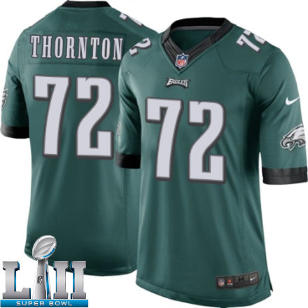 Youth Nike Philadelphia Eagles Super Bowl LII 72 Cedric Thornton Limited Midnight Green Team Color NFL Jersey