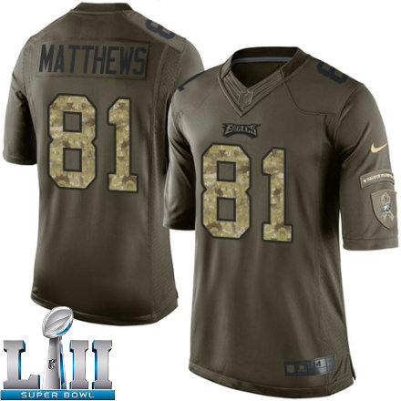 Youth Nike Philadelphia Eagles Super Bowl LII 81 Jordan Matthews Limited Green Salute to Service NFL Jersey