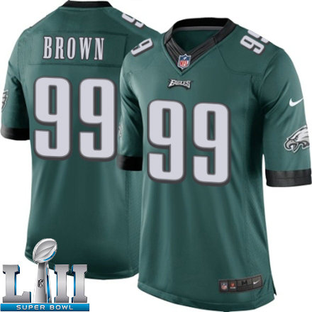 Youth Nike Philadelphia Eagles Super Bowl LII 99 Jerome Brown Limited Midnight Green Team Color NFL Jersey