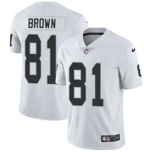 Youth Nike Raiders #81 Tim Brown White Stitched NFL Vapor Untouchable Limited Jersey