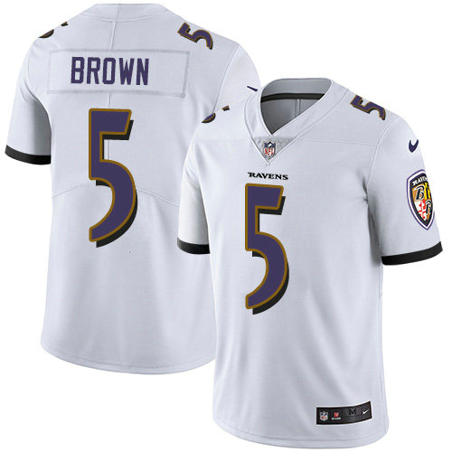 Youth Nike Ravens #5 Marquise Brown White Youth Stitched NFL Vapor Untouchable Limited Jersey