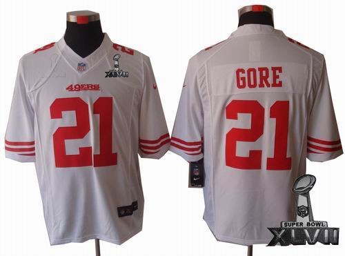 Youth Nike San Francisco 49ers #21 Frank Gore white limited 2013 Super Bowl XLVII Jersey