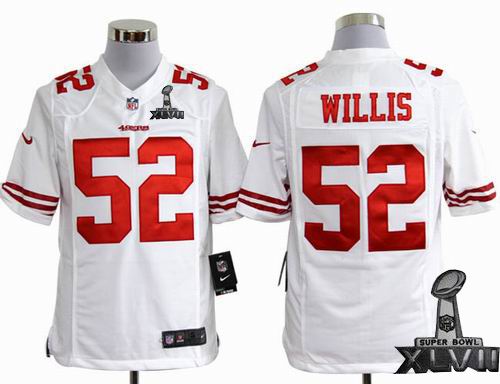 Youth Nike San Francisco 49ers 52# Patrick Willis white game 2013  Super Bowl XLVII Jersey