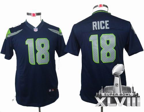 Youth Nike Seattle Seahawks 18# Sidney Rice team color limited 2014 Super bowl XLVIII(GYM) Jersey