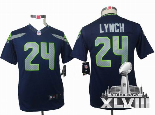 Youth Nike Seattle Seahawks 24# Marshawn Lynch Team color limited 2014 Super bowl XLVIII(GYM) Jersey
