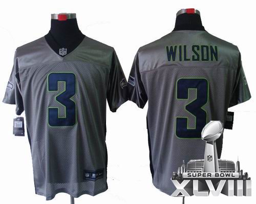 Youth Nike Seattle Seahawks 3# Russell Wilson Gray shadow elite 2014 Super bowl XLVIII(GYM) Jersey