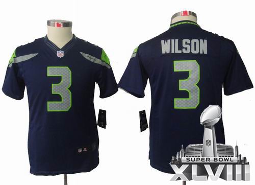 Youth Nike Seattle Seahawks 3# Russell Wilson Team Color limited 2014 Super bowl XLVIII(GYM) Jersey