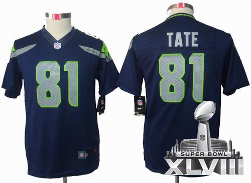 Youth Nike Seattle Seahawks 81# Golden Tate limited Team Color 2014 Super bowl XLVIII(GYM) Jersey