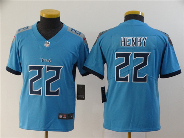 Youth Nike Titans 22 Derrick Henry Blue Youth New Vapor Untouchable Player Limited Jersey