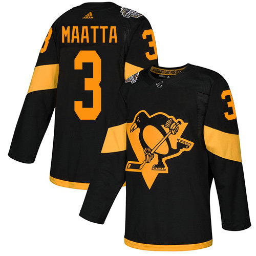 Youth Penguins #3 Olli Maatta Black Authentic 2019 Stadium Series Stitched Youth Hockey Jersey