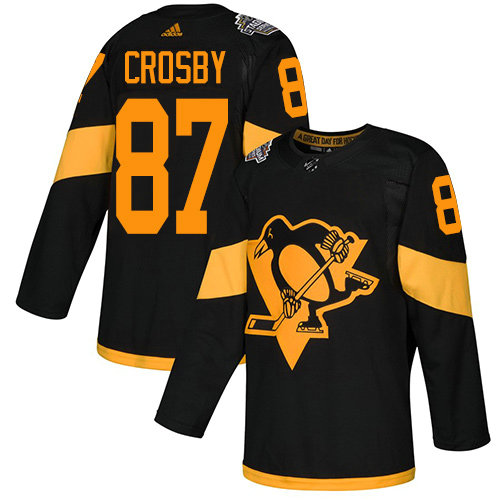 Youth Penguins #87 Sidney Crosby Black Authentic 2019 Stadium Series Stitched Youth Hockey Jersey