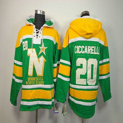 Youth Stars #20 Dino Ciccarelli Green Sawyer Hooded Sweatshirt Stitched NHL Jersey