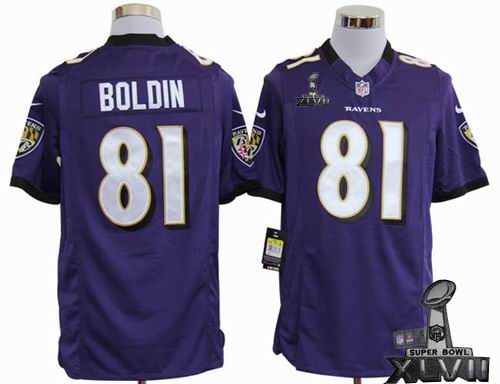 Youth nike Baltimore Ravens #81 Anquan Boldin purple game 2013 Super Bowl XLVII Jersey