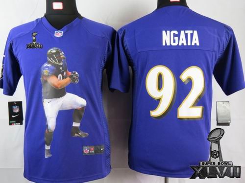 youth printed nike Baltimore Ravens #92 Haloti Ngata purple Portrait Fashion Game 2013 Super Bowl XLVII Jersey